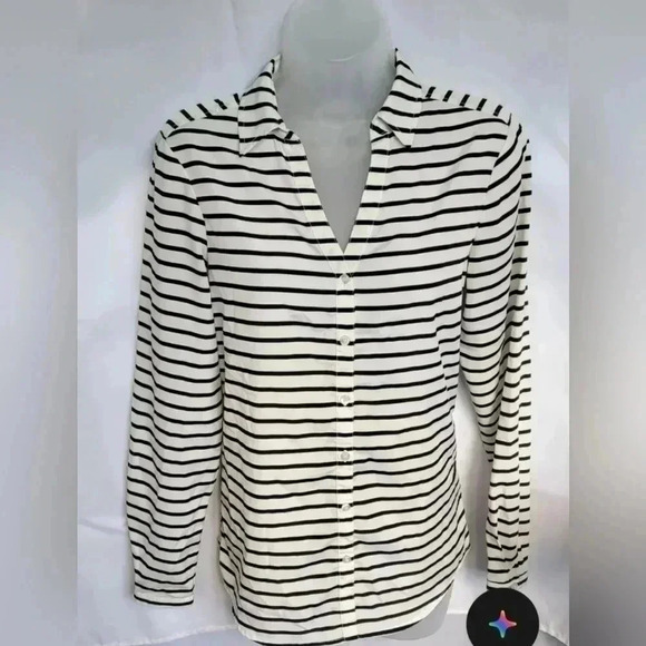 The Limited Extra Small Long Sleeve Black & White Striped Career Blouse - Picture 1 of 9